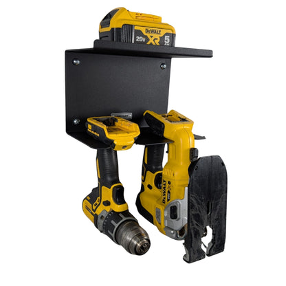 Universal Drill Holder & Battery Shelf, 2-Drill