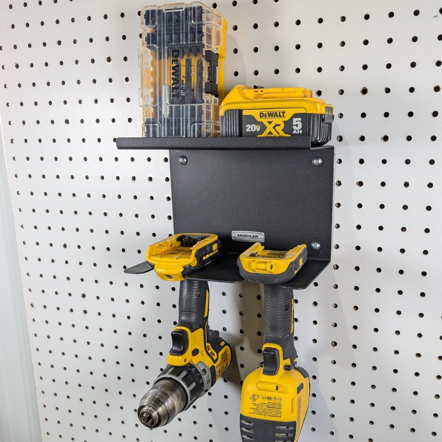 Universal Drill Holder & Battery Shelf, 2-Drill