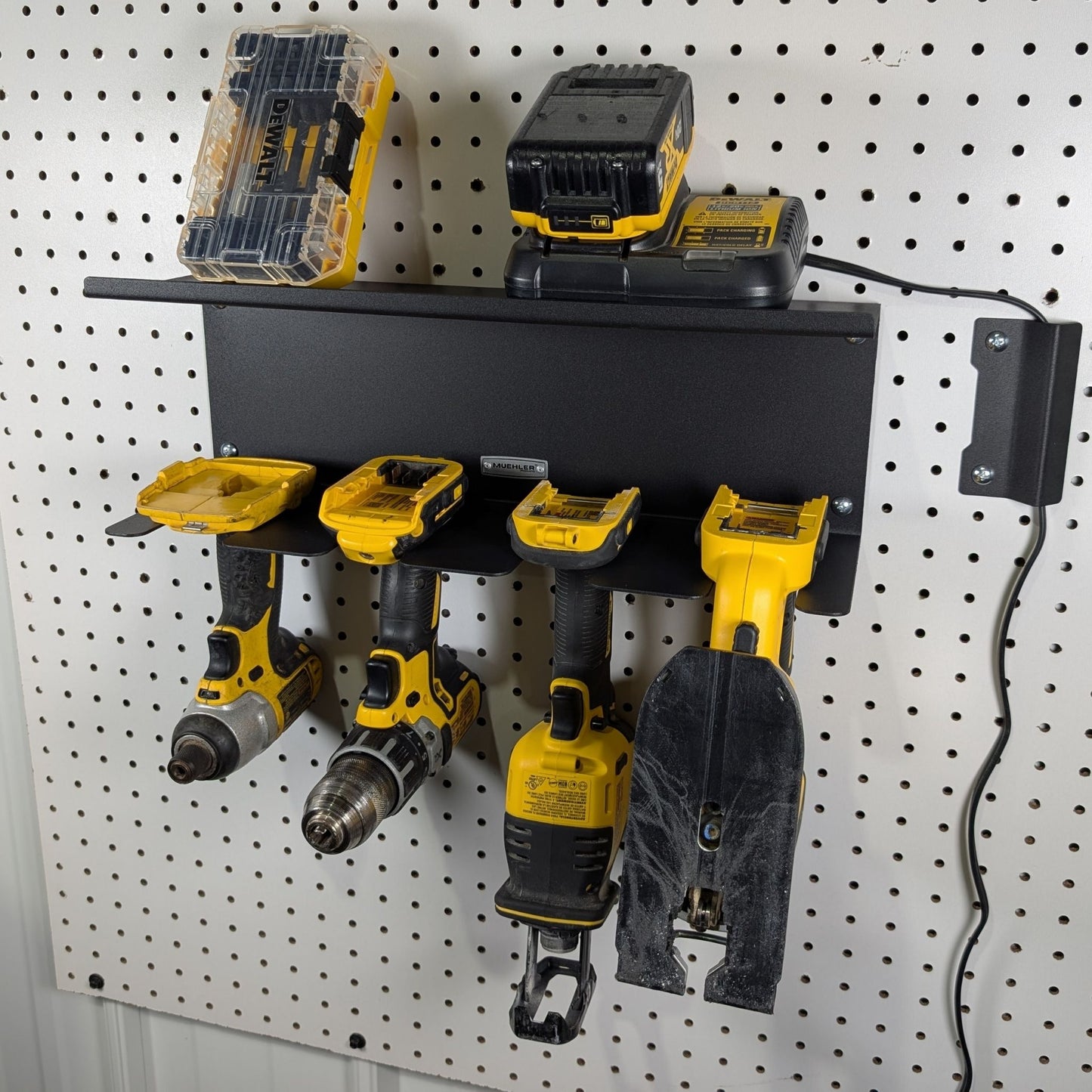 Universal Drill Holder & Battery Shelf, 4-Drill