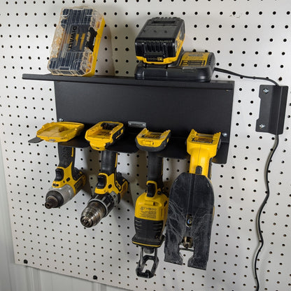 Universal Drill Holder & Battery Shelf, 4-Drill